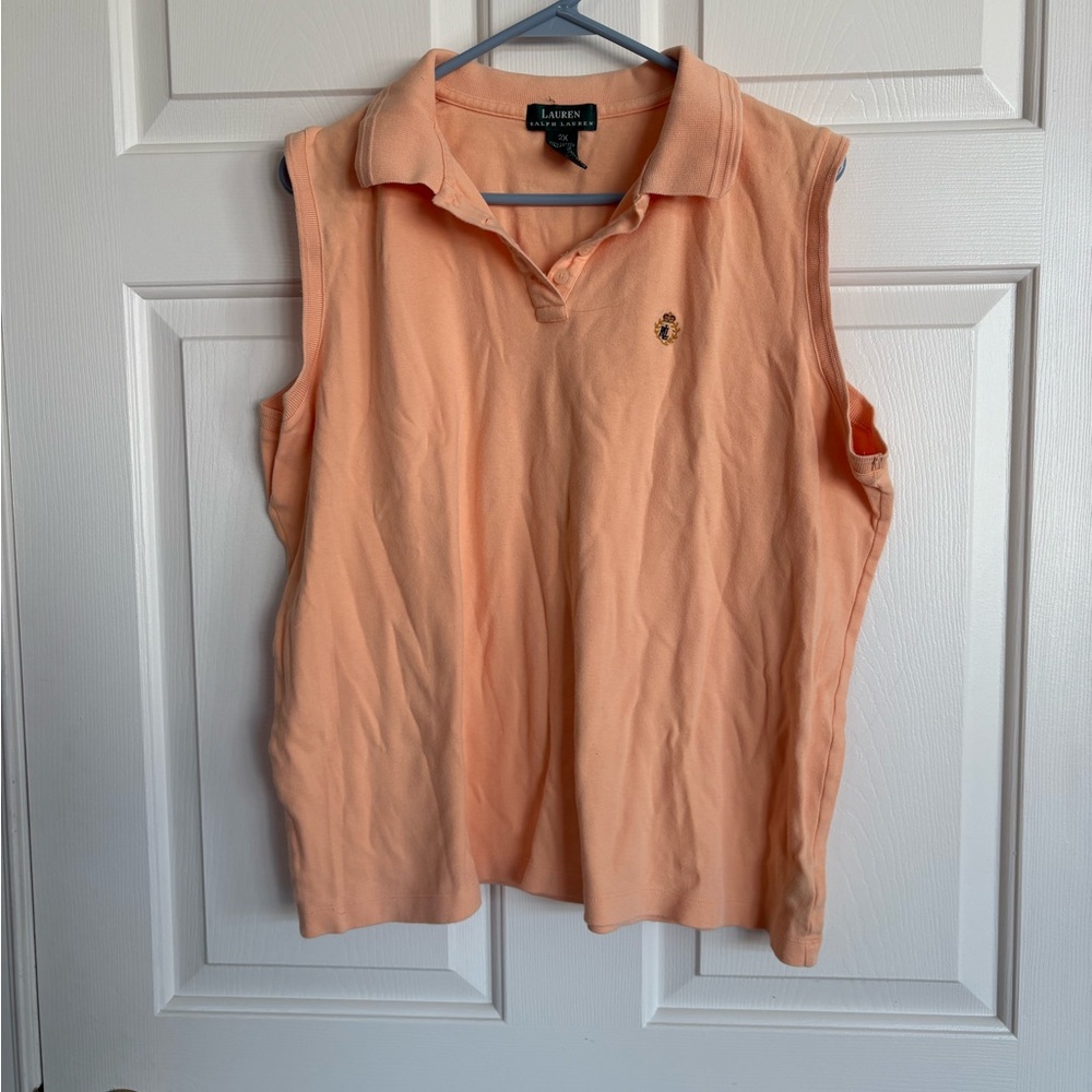 Ralph Lauren Peach Sleeveless Polo Top